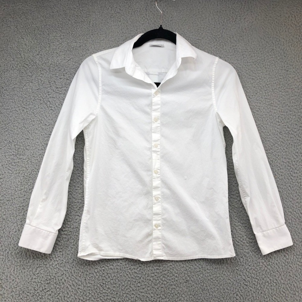 Dolce & Gabbana Button Down Shirt Boys 11/12 Kids White Embroidered Logo Stretch